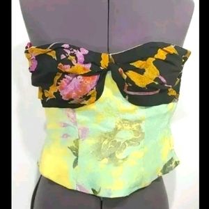 Vtg NWT 90/00s Christian Lacroix Bustier Top Silk Jacquard Runway Crop Corset
